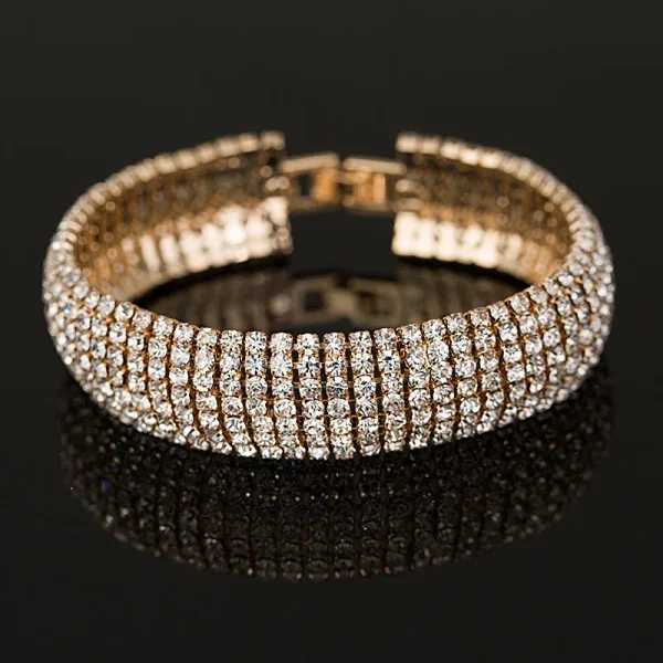 pulsera diamond 6 tiaras zircon golden