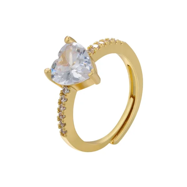 anillo corazon zircon blanco golden