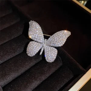 Broche mariposa zircon silver white