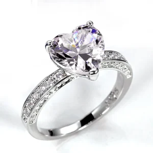 anillo corazon blanco zircones silver