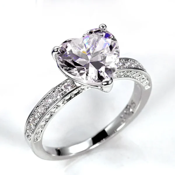 anillo corazon blanco zircones silver