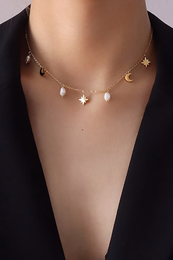 cadena charms steel luna perla - Imagen 2