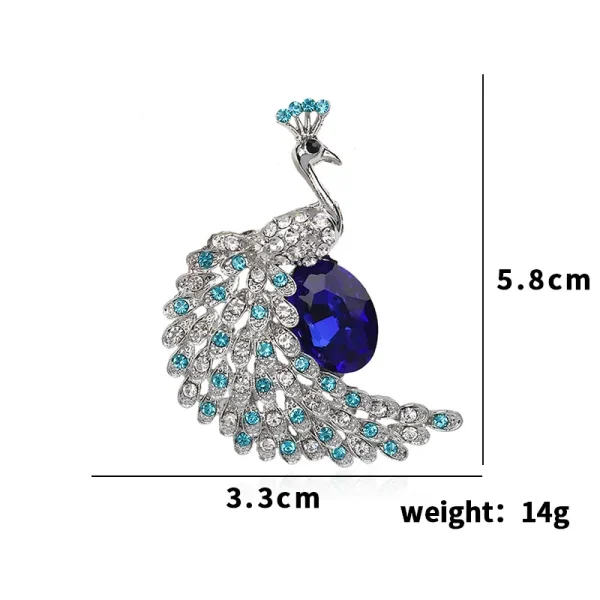 broche pavo real silver