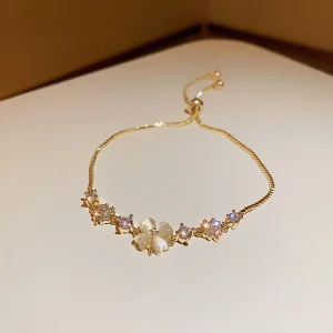 pulsera florcitas zircon perla