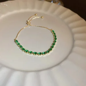 pulsera ajustable zircon verde square