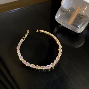 pulsera ovalos zircon golden