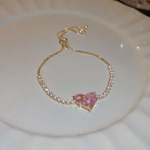 pulsera ajustable corazon rosa