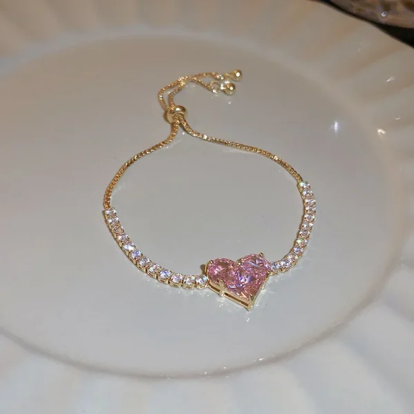 pulsera ajustable corazon rosa