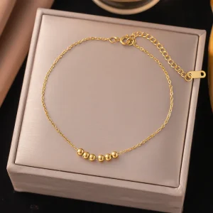 pulsera tobillera bolitas steel