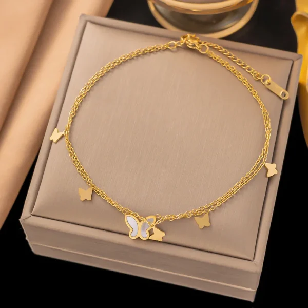 pulsera tobillera mariposas steel