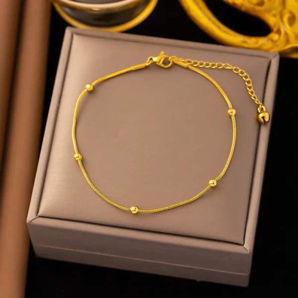 pulsera tobillera round beads bolitas steel
