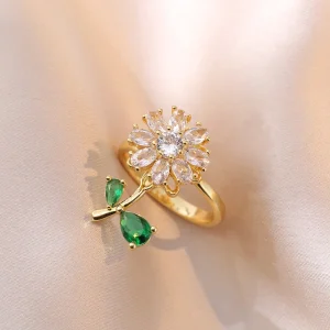 anillo girasol margarita rotable white