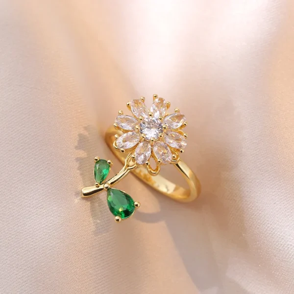 anillo girasol margarita rotable white