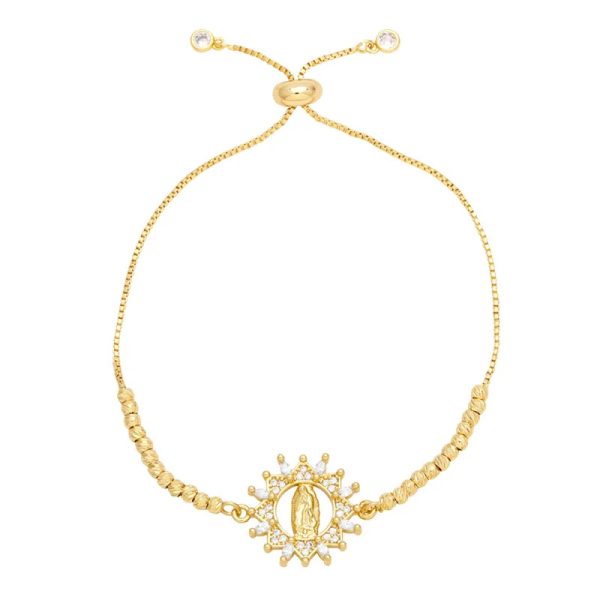 pulsera ajustable virgen maria zircon