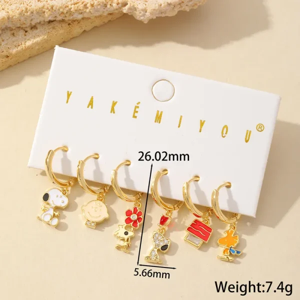 Aretes party rings Snoopy argollitas - Imagen 2