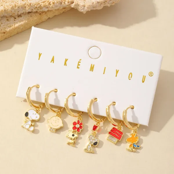 Aretes party rings Snoopy argollitas
